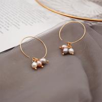 Freshwater Pearl Earrings with Brass fashion jewelry & for woman golden 2cm Sold By Pair