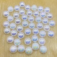 3D Nail Art Decoration ABS Plastic Pearl Flat Round colorful plated DIY white Sold By Bag