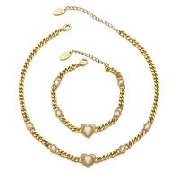 Brass Jewelry Set necklace spinning loom tool & bracelet with Cats Eye 18K gold plated fashion jewelry & for woman two different colored Pendantuff1a30.4+6.0cm .4+4.2cm Sold By PC