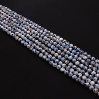 Blå Spot Stone Beads, Runde, du kan DIY, blandede farver, 8mm, Solgt Per Ca. 38 cm Strand