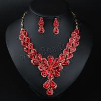 Crystal Jewelry Sets earring & necklace with Zinc Alloy with 7cm extender chain Flower plated 2 pieces & fashion jewelry & for woman 35mm Length Approx 43 cm Sold By Set