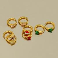 Huggie هوب القرط, 304 الفولاذ المقاوم للصدأ, 18K الذهب مطلي, مجوهرات الموضة & الصغرى تمهيد زركون & للمرأة, المزيد من الألوان للاختيار, 16mm, تباع بواسطة زوج