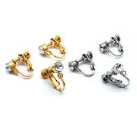 Brass Clip On Earring Finding plated DIY & with rhinestone nickel lead & cadmium free Sold By Bag