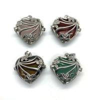 Pregnant Ball Locket Pendant Natural Stone with Zinc Alloy Heart silver color plated DIY Sold By PC