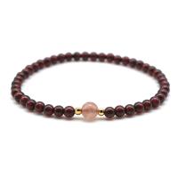 Natural Garnet Bracelet with Strawberry Quartz & Zinc Alloy Round gold color plated fashion jewelry & for woman garnet 4-4.5mm Length Approx 18 cm Sold By PC