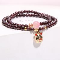 Natural Garnet Bracelet with Strawberry Quartz & Zinc Alloy gold color plated fashion jewelry & for woman & enamel Length Approx 37 cm Sold By PC
