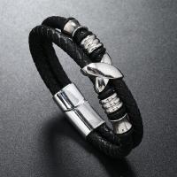 PU Leather Cord Bracelets with Zinc Alloy Letter X plated fashion jewelry & for man 16mm Length Approx 21 cm Sold By PC