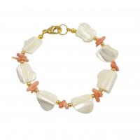 Shell Jewelry Bracelet with Gemstone & Brass gold color plated fashion jewelry & for woman 13-15mm Length Approx 200 cm Sold By PC