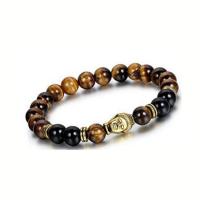 Natural Tiger Eye Bracelets with turquoise & Lava & Zinc Alloy & Unisex 8mm Length Approx 20 cm Sold By PC