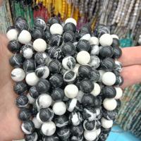 Gemstone Jewelry Beads Zebra Jasper Round DIY white and black Sold By Strand