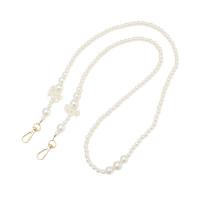 Mobile Phone Lanyard Zinc Alloy with Resin & Plastic Pearl plated DIY white Length Approx 62 cm Sold By PC
