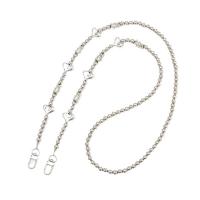 Mobile Phone Lanyard Zinc Alloy with Acrylic plated DIY silver color Length Approx 59 cm Sold By PC