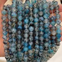 Natural Dragon Veins Agate Beads Round DIY blue Sold By Strand
