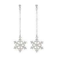 Zinc Alloy Drop Earrings Snowflake Christmas Design & fashion jewelry & for woman & with rhinestone silver color nickel lead & cadmium free Sold By Pair