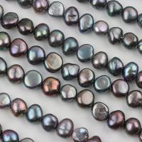 Keishi ferskvandskulturperle Beads, Ferskvandsperle, farverig forgyldt, du kan DIY & forskellig størrelse for valg, sort, Solgt Per Ca. 39-40 cm Strand