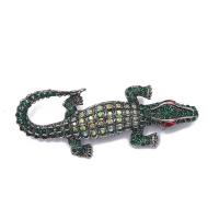 Zinc Alloy Brooches Crocodile silver color plated fashion jewelry & Unisex & with rhinestone mixed colors nickel lead & cadmium free 30-75mm Sold By PC