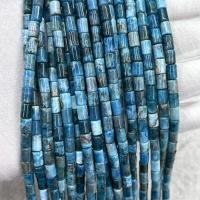 Gemstone Smycken Pärlor, apatiter, Kolonn, DIY, blå, 5x7mm, Såld Per Ca 38 cm Strand