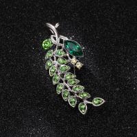 Zinc Alloy Brooches with Crystal Leaf silver color plated fashion jewelry & for woman & with rhinestone mixed colors nickel lead & cadmium free 50-130mm Sold By PC