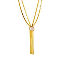 Fashion Fringe Necklace Titanium Steel with Plastic Pearl with 1.97inch extender chain plated Double Layer & fashion jewelry & for woman golden Sold Per Approx 16.54 Inch Strand