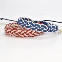 Chain Woven Bracelets Cotton Fabric with Cotton Thread & PU Leather handmade fashion jewelry & Unisex Length Approx 16-18 cm Sold By PC