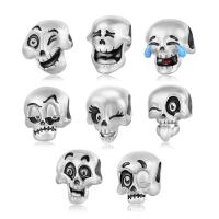 925 Sterling Sølv Perler, Skull, du kan DIY & forskellige stilarter for valg & emalje, 9.7-13.6mm, Solgt af PC