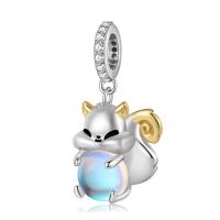 925 Sterling Silver with Moonstone Squirrel plated DIY & with rhinestone Sold By PC