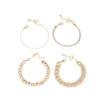 Zinc Alloy Bracelet Set with 2.76inch extender chain plated 4 pieces & for woman & with rhinestone Length Approx 6.3 Inch Sold By Set