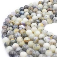 Opal Perlen, Weßer Opal, rund, poliert, DIY & verschiedene Größen vorhanden, verkauft per ca. 37 cm Strang