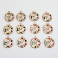 Zinc Alloy Enamel Pendants Flat Round gold color plated DIY & hollow Approx 1.8mm Approx Sold By Bag