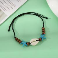 Schelp armbanden, met Katoen draad & turkoois & Plastic Pearl, Verstelbare & voor vrouw, gemengde kleuren, Lengte Ca 18 cm, Verkocht door PC