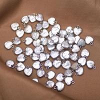 Gėlo vandens perlų pakabučiai, Širdis, Pasidaryk pats, sidabras, 11-12mm, Pardavė PC