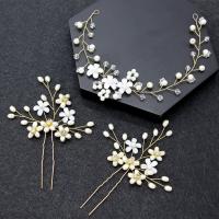 Mixed Hair Accessories Headband & hair stick Iron with Crystal & Plastic Pearl three pieces & fashion jewelry & for woman golden nickel lead & cadmium free 260*20mm 120*90mm Sold By Set