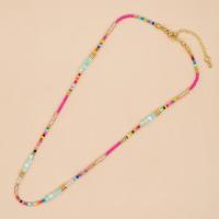 Glass Seed Beads Necklace Seedbead with Glass Beads for woman mixed colors Length Approx 42 cm Sold By PC