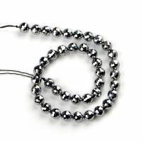 Gemstone šperky Korálky, Terahertz Stone, Kolo, DIY, černý, 10mm, Prodáno za 400 mm Strand