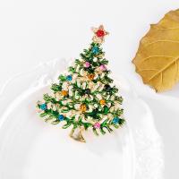 Christmas Brooches Zinc Alloy with enamel Christmas Tree Christmas Design & for woman & with rhinestone nickel lead & cadmium free Sold By PC