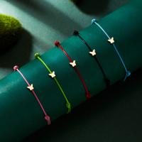 Bracelets en laiton, avec Fil de coton, papillon, fait à la main, bijoux de mode & unisexe, plus de couleurs à choisir, protéger l'environnement, sans nickel, plomb et cadmium, Longueur Environ 18-34 cm, Vendu par PC
