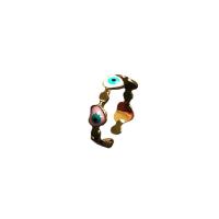 Evil Eye sieraden vinger ring, 304 roestvrij staal, voor vrouw & epoxy sticker, meer kleuren voor de keuze, Verkocht door PC