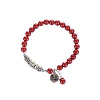 Cinnabar Bracelet with Brass fashion jewelry & for woman 6mm Length Approx 7 Inch Sold By PC