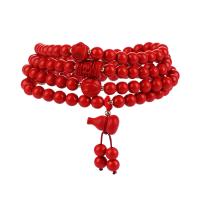 Cinnabar Bracelet with Brass Calabash polished fashion jewelry & multilayer & for woman 6mm Sold By Strand