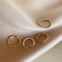 Pierścień z perłami słodkowodnymi, Mosiądz, ze Perła naturalna słodkowodna, Platerowane prawdziwym złotem, biżuteria moda & mikro utorować cyrkonia & dla kobiety, złoty, 17mm, sprzedane przez PC