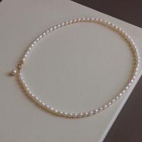 Natural Freshwater Pearl Necklace real gold plated fashion jewelry & for woman white 5-6mm Sold Per 38 cm Strand