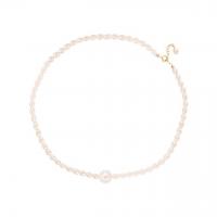 Sladkovodní Pearl mosaz řetěz náhrdelník, s Mosaz, ruční práce, módní šperky & pro ženy, bílý, 6-7mm, Prodáno za Cca 37-42 cm Strand