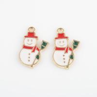 Zinc Alloy Christmas Pendants Snowman gold color plated DIY & enamel mixed colors Approx 1.4mm Approx Sold By Bag