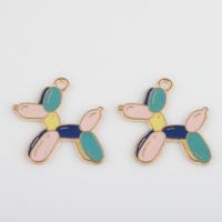Zinc Alloy Enamel Pendants Dog gold color plated DIY mixed colors Approx 2mm Approx Sold By Bag