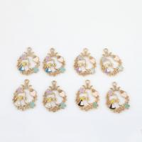 Zinc Alloy Enamel Pendants gold color plated DIY & hollow Approx 1.9mm Approx Sold By Bag