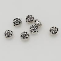 Perles intercalaires en alliage de zinc, fleur, Plaqué de couleur d'argent, DIY, 9x5mm, Trou:Environ 1.5mm, Environ 100PC/sac, Vendu par sac