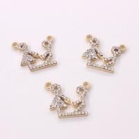 Zinc Alloy Connector plated DIY & with rhinestone golden nickel lead & cadmium free Sold By PC