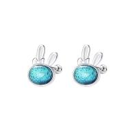 925 Sterling Silver Stud Earring with Resin Rabbit fashion jewelry & for woman Approx 2.8mm Sold By Pair