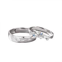 925 Sterling Silver Couple Ring platinum plated & micro pave cubic zirconia & for couple Sold By PC