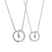 925 Sterling Silver Couple Necklace platinum plated Unisex & oval chain & with letter pattern & micro pave cubic zirconia Sold By PC